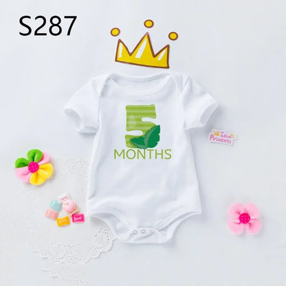 Monthly Baby Grow Bodysuit Cute Animal 1-12 Months One-Pieces