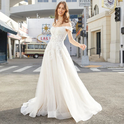 Luxury Off Shoulder Lace Wedding Dresses for Woman Ball Gown Elegant  Evening Party Gowns