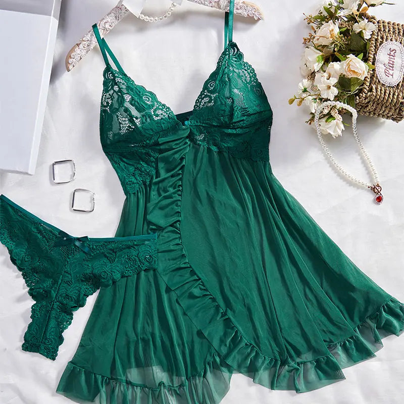Sexy Lingerie Women Underwear Sexy Sleepwear Thin Style G-string Set Elegant