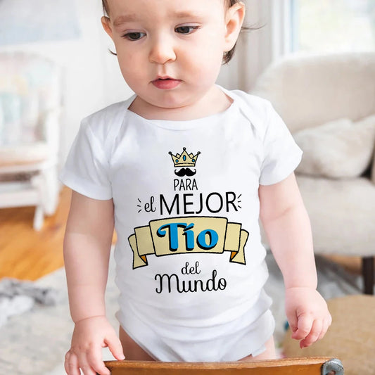 Baby Bodysuit Newborndos 0 meses a 2 anos  Short Sleeve Jumpsuit Funny Infant Romper Cute Toddler ClothesBest Uncle in The World Spanish Printed