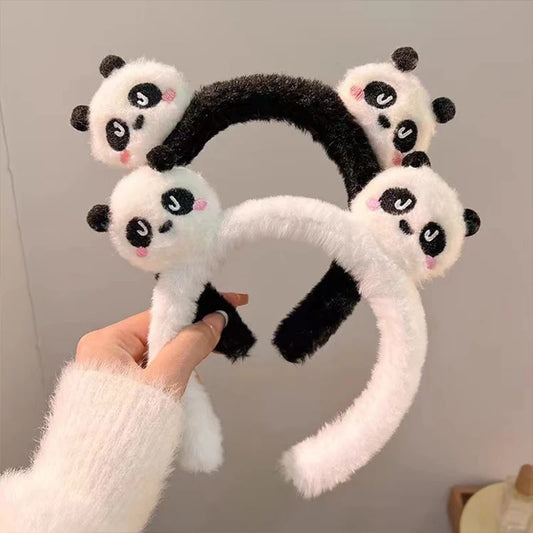 Cute bandelete Panda Hair Bands Face Wash Special Non-slip Headband Cartoon Plush Wide Edge Headband Girls Hair Accessories