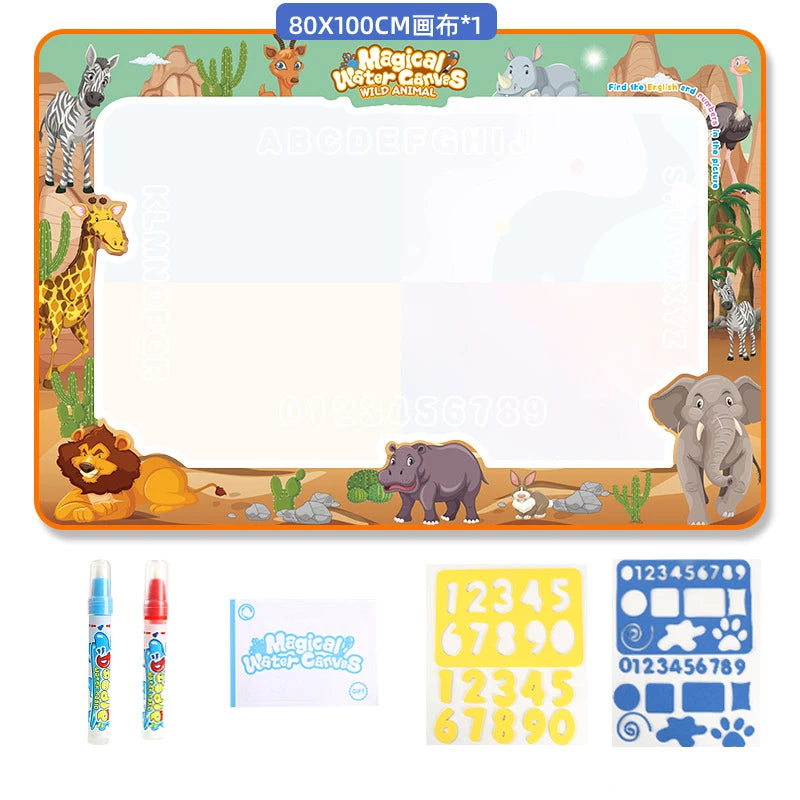 100x80cm Water Doodle Mat Magic Drawing Doodling Mat Coloring Mat Drawing Board Educational Toys for 2-7 Years Old Boys and Girl