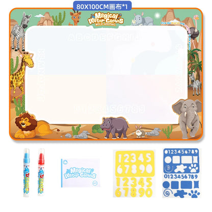 100x80cm Water Doodle Mat Magic Drawing Doodling Mat Coloring Mat Drawing Board Educational Toys for 2-7 Years Old Boys and Girl