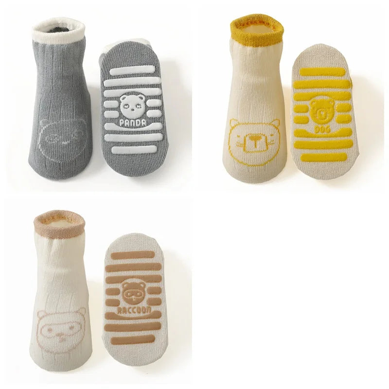 3 Pairs/Lot Cartoon Newborn Socks Children's Anti-slip Socks Spring and Autumn Cute Boy Cotton Baby Toddler Socks