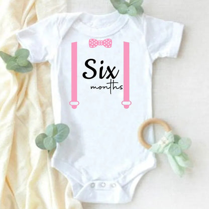 Monthly Milestone Baby Grow Bodysuit  Girls 1-12 Months Baby Shower Gift Month Pictures Monthly Jumpsuit Clothes Infant Romper