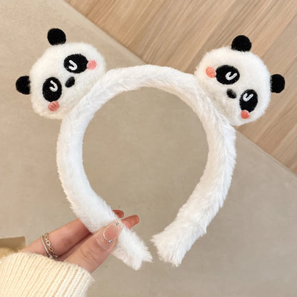 Cute bandelete Panda Hair Bands Face Wash Special Non-slip Headband Cartoon Plush Wide Edge Headband Girls Hair Accessories