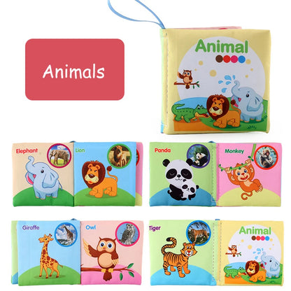 Livro de pano macio para bebês para recém-nascidos de 0 a 12 meses, livro 3D, família animal, cognitivo, Montessori, brinquedos educativos iniciais para crianças, presente