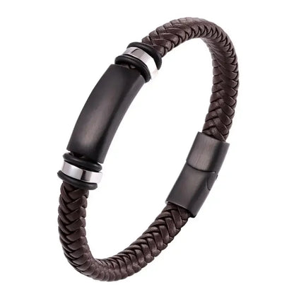 European and American Fashion Stainless Steel Star of David Multilayer Leather Braid Bracelet Mes Charm Amulet Jewelry
