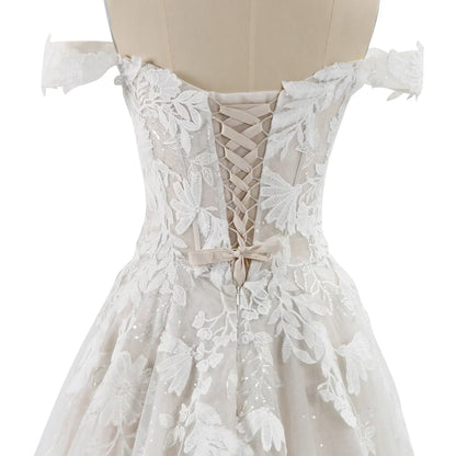 Luxury Off Shoulder Lace Wedding Dresses for Woman Ball Gown Elegant  Evening Party Gowns