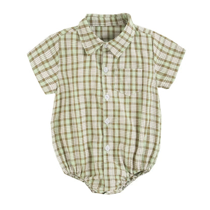 Sanlutoz Cotton Baby Boys Bodysuits Fashion Newborn Clothes for Baby Boy Short Sleeve Summer Baby Clothing Plaid