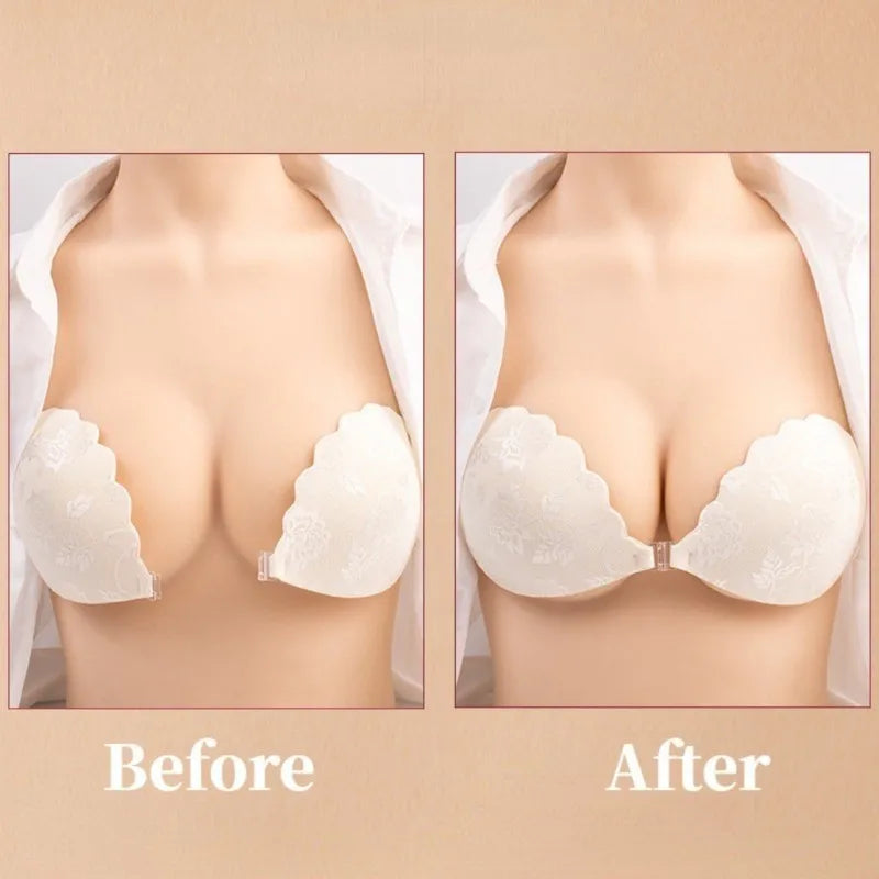 Sutiã push up adesivo com alças invisíveis para roupas sem costas Sutiã de silicone para mamilos Fita para mamilos sem alças reutilizável