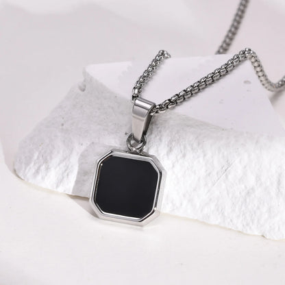 Casual Black Enamel Necklaces for Men,Waterproof Stainless Steel Square Pendant Simple Fashion Male Collar Jewelry Gift                Ideal para momentos especiais..  Seu bebê merece o melhor.  Ideal para você.  Qualidade e sofisticação...
