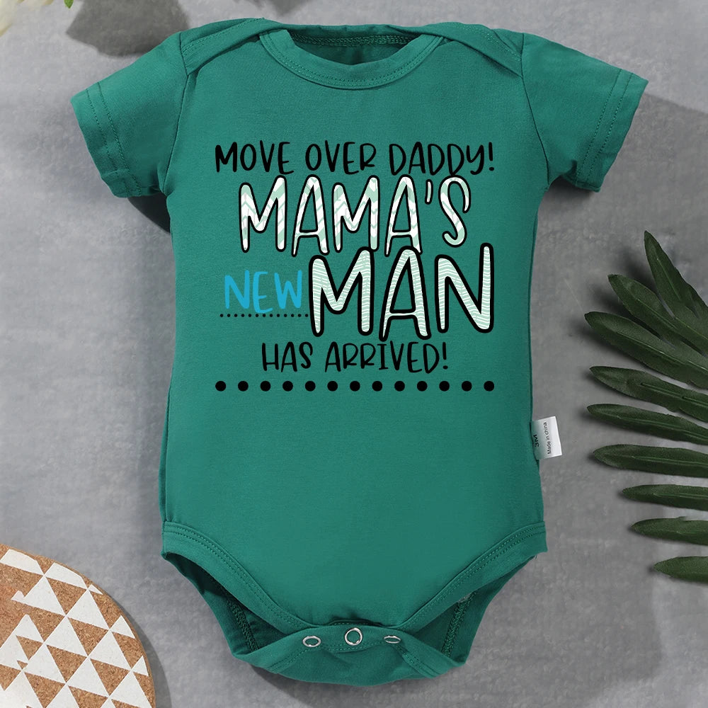 Mama's New Man Has Arrived Funny Newborn Boy Clothes Bodysuit Fashion Beautiful Fine Gift Infant Onesie Summer