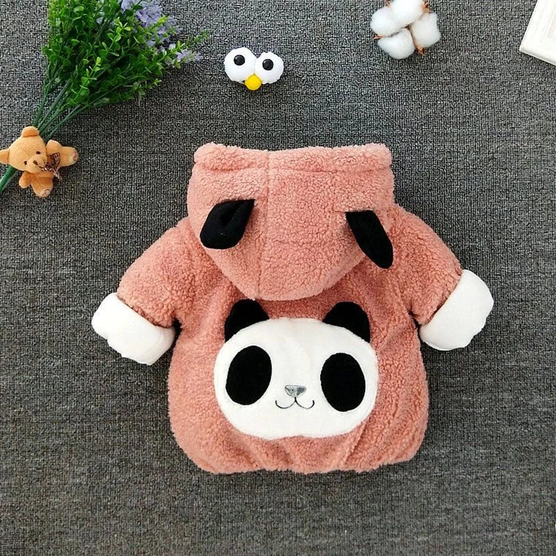 Roupa tema Panda Plush Baby Boys  and  Girl Little Princess Outwe ,Jacket Winter Warm Hooded Coat Forear