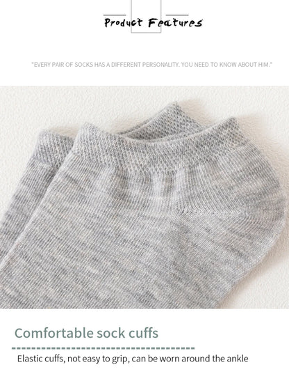 10 Pairs of Colored Cotton WOMEN'S Short Socks, Ankle Breathable Mesh Sports Socks, Summer Casual Solid Color Boat Socks