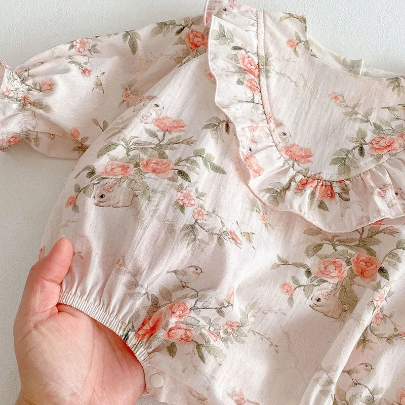 MILANCEL New Spring Baby Bodysuit 0-24M Toddler Cute Printing Flower Jumpsuit Infant Girls One Piece