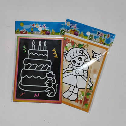 5-10pcs Scratch Art Paper Magic Painting Paper with Drawing Stick .For Kids Party Favors