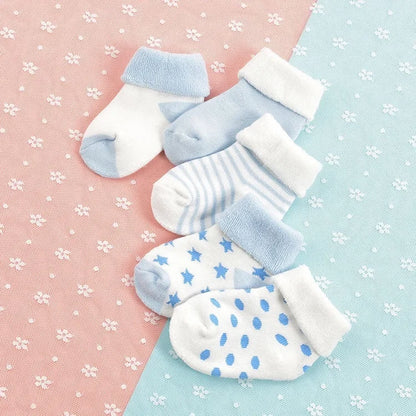 5 Pairs  de meias  para bebes   de 1 ano aos 3 anos Autumn Winter Warm Strip Baby Sock Cute Cartoon Dot Thick Infant Floor Sock Soft Star Pattern Newborn Toddler Sock             1        Seu bebê merece.