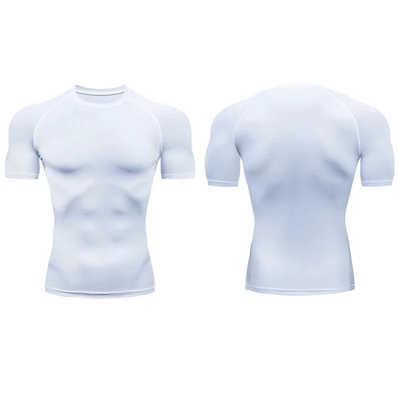 Men Run Compression T-shirt Sports Short Sleeved T Shirt Gym Fitness Sweatshirt Male Jogging Tracksuit Homme Athletic Tee Shirts