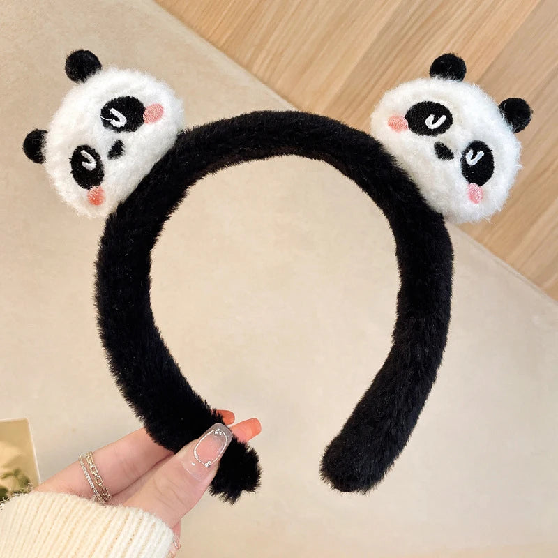 Cute bandelete Panda Hair Bands Face Wash Special Non-slip Headband Cartoon Plush Wide Edge Headband Girls Hair Accessories