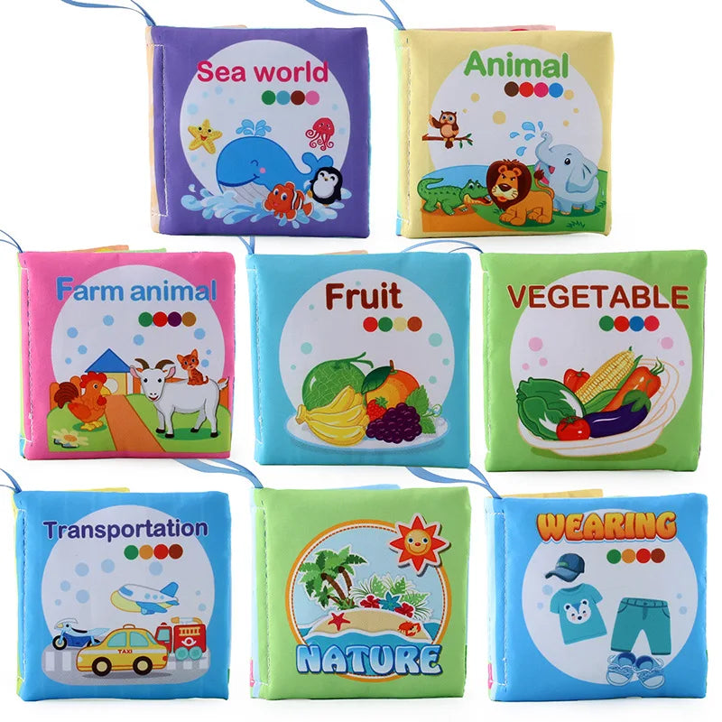 Livro de pano macio para bebês para recém-nascidos de 0 a 12 meses, livro 3D, família animal, cognitivo, Montessori, brinquedos educativos iniciais para crianças, presente