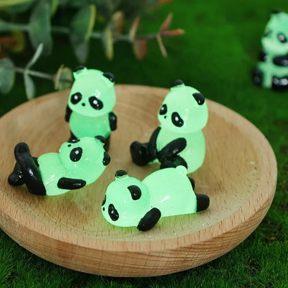 1/10PCS Mini Glowing Tiny Panda Micro Landscape Ornament Glowing in Dark Panda Doll Party Car Table Home Garden Decor Resin Toy