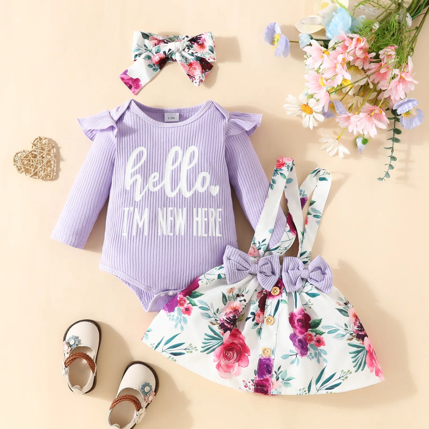 Prowow Panda Baby Girl Outfits Sets Green Cute Panda Romper and Suspender Bamboo Dress 3pcs Baby Clothes Panda Set