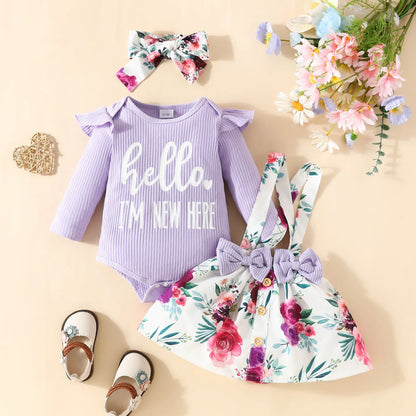 Prowow Panda Baby Girl Outfits Sets Green Cute Panda Romper and Suspender Bamboo Dress 3pcs Baby Clothes Panda Set