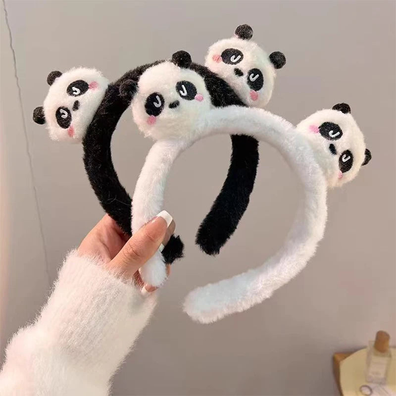Cute bandelete Panda Hair Bands Face Wash Special Non-slip Headband Cartoon Plush Wide Edge Headband Girls Hair Accessories