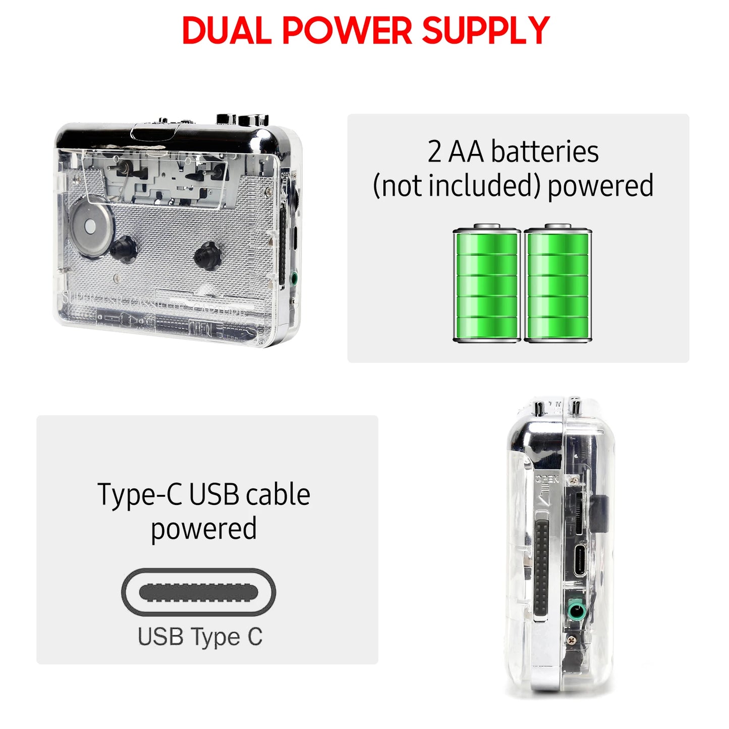USB Music Player USB MP3 Converter Walkman MP3 for Laptop PCCassette Tape to CD Headphone Travel