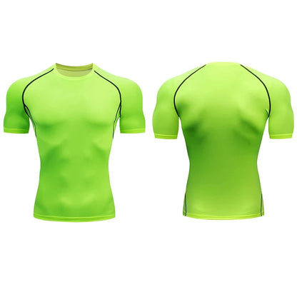 Men Run Compression T-shirt Sports Short Sleeved T Shirt Gym Fitness Sweatshirt Male Jogging Tracksuit Homme Athletic Tee Shirts