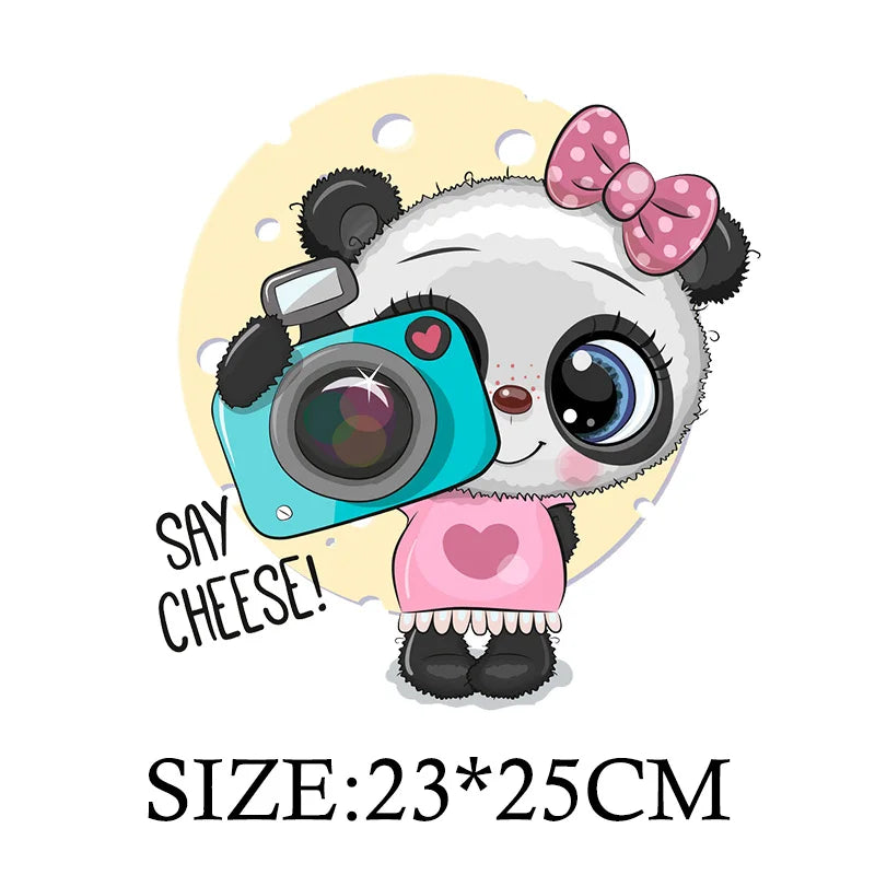 Cute Panda Cartoon Patch on Clothes Patches for Jackets Iron on DIY T shirt for Kids Hoodies Sweatshirt on Clothing Decor Custom