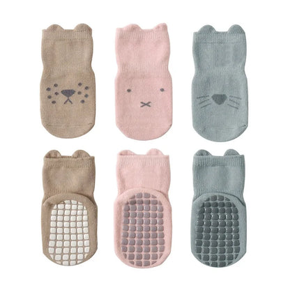 3 Pairs/Lot Cartoon Newborn Socks Children's Anti-slip Socks Spring and Autumn Cute Boy Cotton Baby Toddler Socks