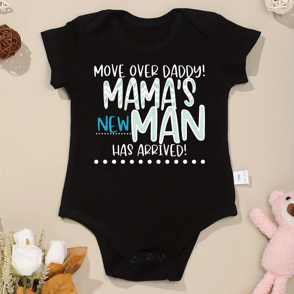 Mama's New Man Has Arrived Funny Newborn Boy Clothes Bodysuit Fashion Beautiful Fine Gift Infant Onesie Summer