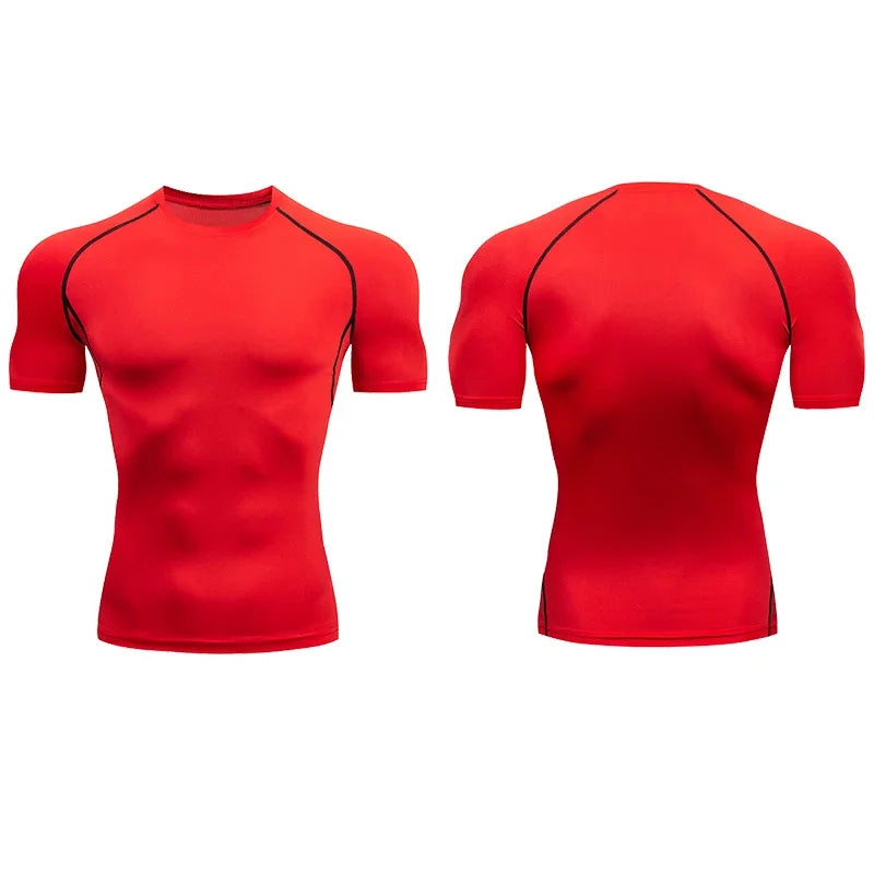 Men Run Compression T-shirt Sports Short Sleeved T Shirt Gym Fitness Sweatshirt Male Jogging Tracksuit Homme Athletic Tee Shirts
