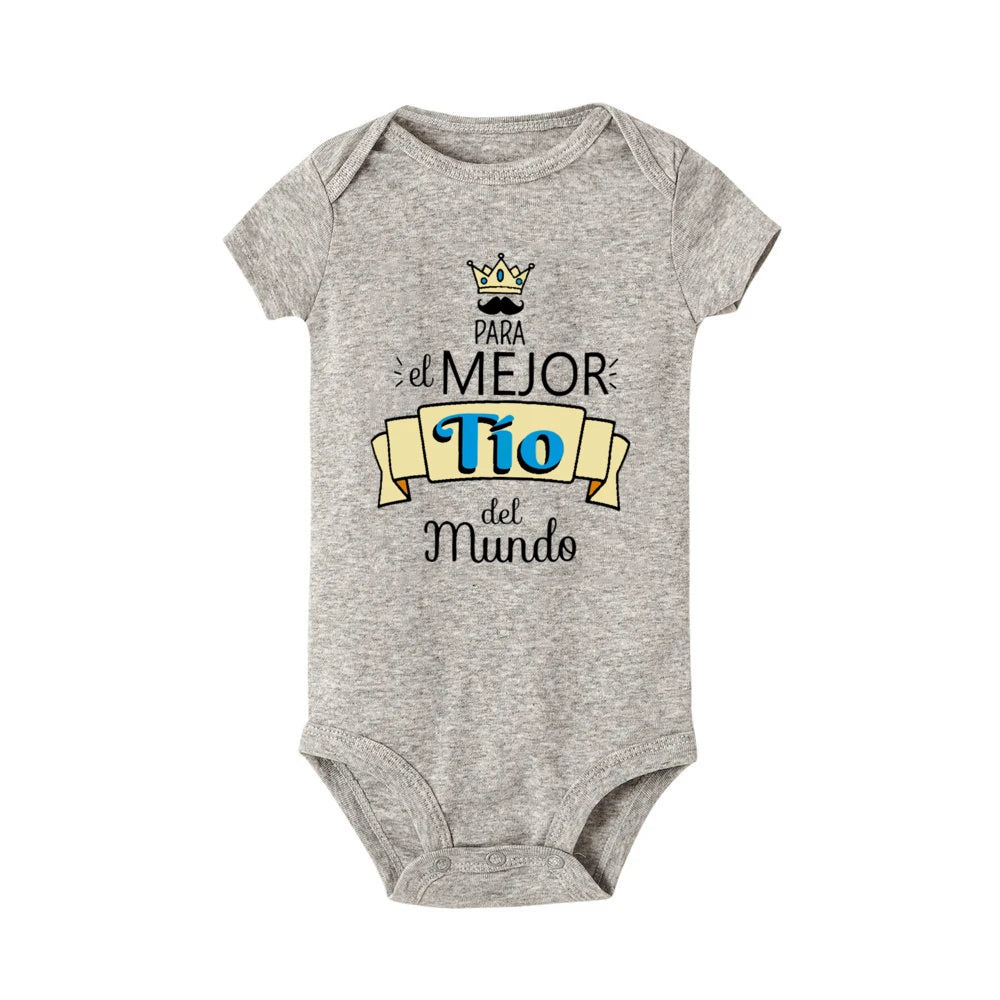 Baby Bodysuit Newborndos 0 meses a 2 anos  Short Sleeve Jumpsuit Funny Infant Romper Cute Toddler ClothesBest Uncle in The World Spanish Printed