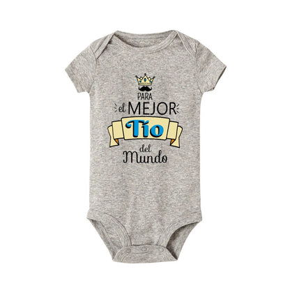 Baby Bodysuit Newborndos 0 meses a 2 anos  Short Sleeve Jumpsuit Funny Infant Romper Cute Toddler ClothesBest Uncle in The World Spanish Printed
