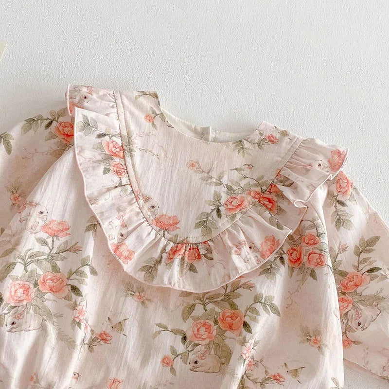 MILANCEL New Spring Baby Bodysuit 0-24M Toddler Cute Printing Flower Jumpsuit Infant Girls One Piece