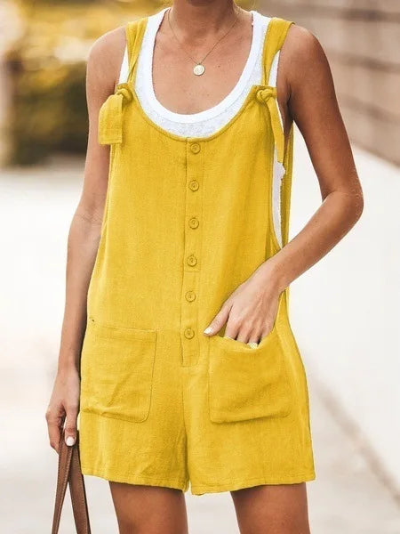 Summer Women Long Jumpsuit Solid Color Casual Loose Thin Size Sleeveless Straps Wide Leg Women Suspender Loose Jumpsuit