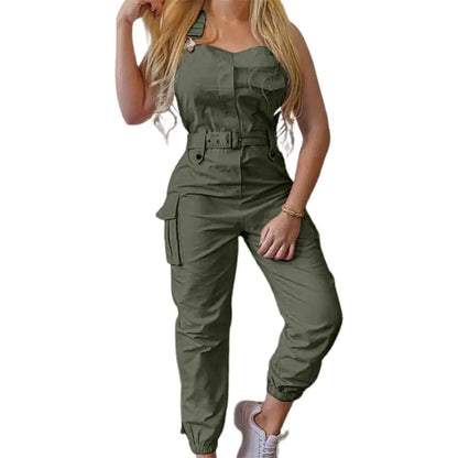 European and American macacao Women .Fashion Women Loose Strap Jumpsuit Ankle Tied Harem Trousers Casual Playsuits