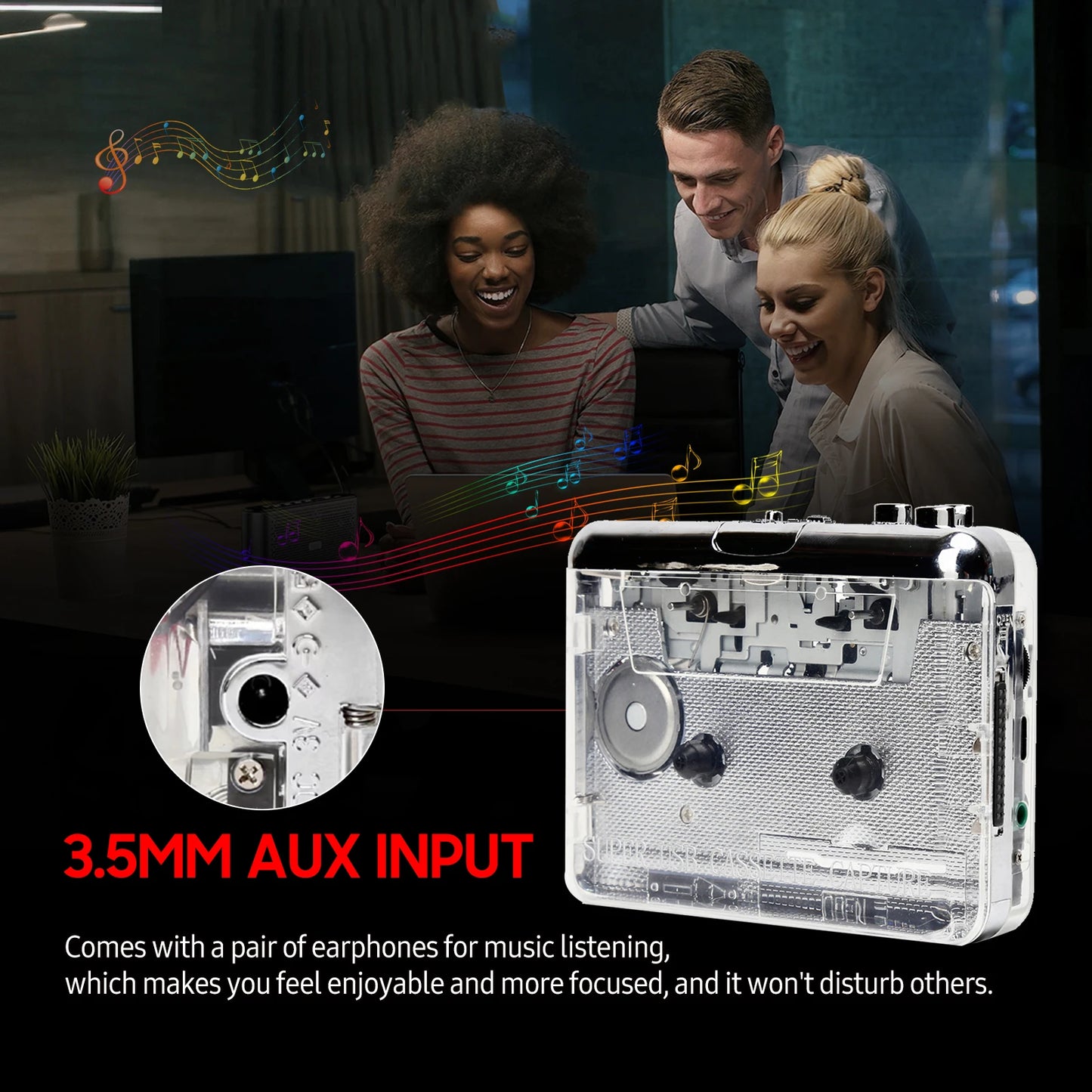 USB Music Player USB MP3 Converter Walkman MP3 for Laptop PCCassette Tape to CD Headphone Travel