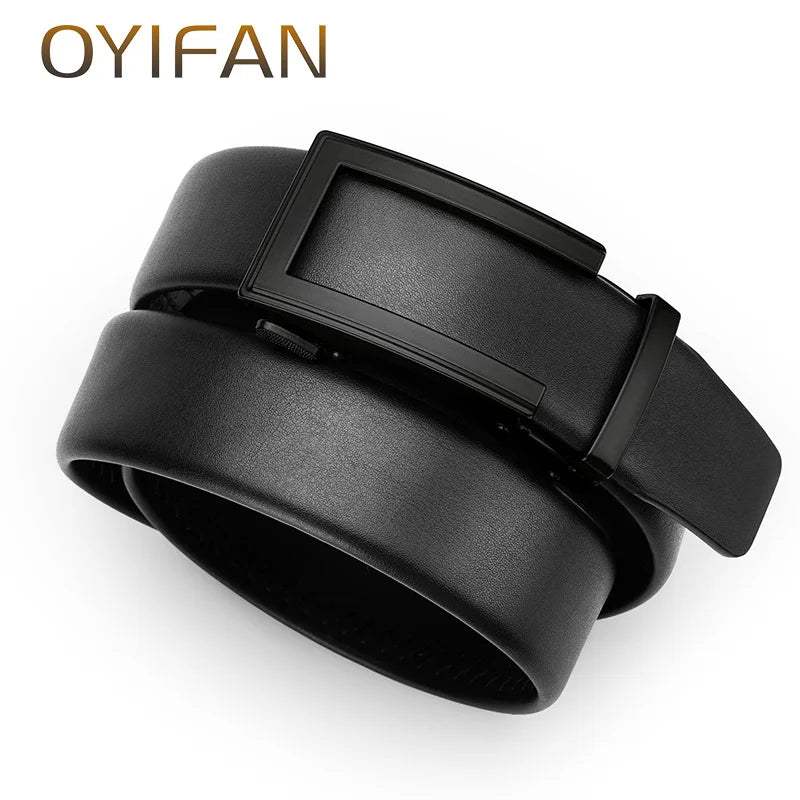 OYIFAN fashion men genuine leather belt automatic buckle adjustable .