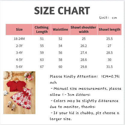 Conjunto de 2 pecas  vestido floral,com casaco meia manga   for Girls Aged 1-6 Summer Fashion Dress