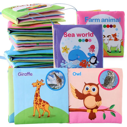 Livro de pano macio para bebês para recém-nascidos de 0 a 12 meses, livro 3D, família animal, cognitivo, Montessori, brinquedos educativos iniciais para crianças, presente