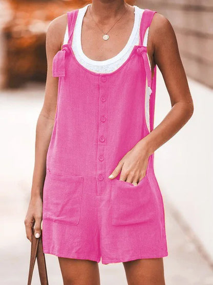 Summer Women Long Jumpsuit Solid Color Casual Loose Thin Size Sleeveless Straps Wide Leg Women Suspender Loose Jumpsuit