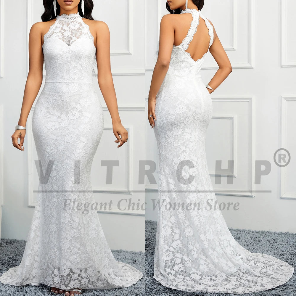 Luxury Wedding Dress Women  Mermaid Open Back V-Neck Lace Spaghetti Strap Bridal Gown Sweep Train Vestidos com rendas  colocadas com delicadez e a mão.