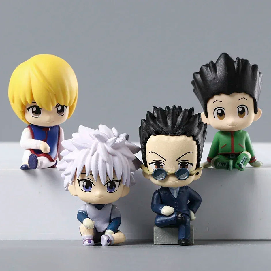 Set Leorio Gon Killua Kurapika Sitting Ver PVC Figurine Dolls Model Figure Toys Christmas Gift