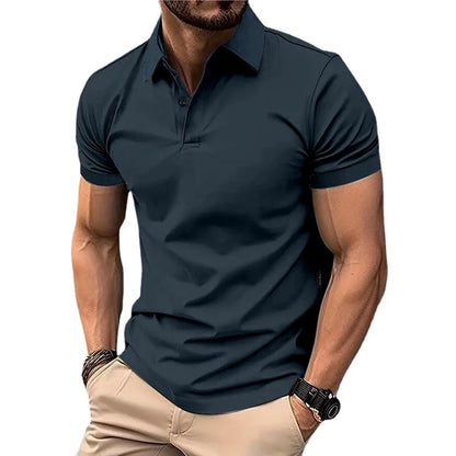 Summer Men's Solid Color Polo Shirt Short Sleeve Lapel Button Tshirts for Men Casual Streetwear Lightweight