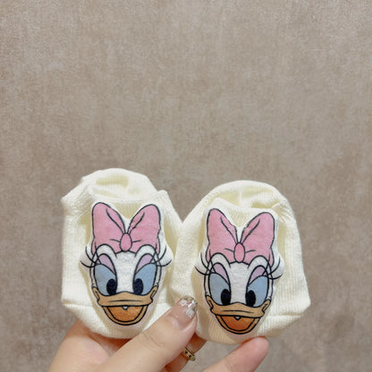 Spring Baby Girls Socks Newborn Mickey and Minnie Baby Socks Infant Baby Boy Socks Anti Slip Soft Cotton Floor Sock Shoes