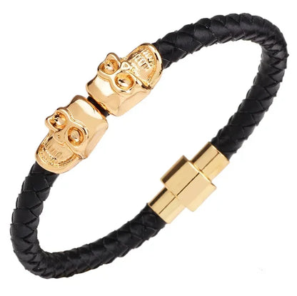 European and American Fashion Stainless Steel Star of David Multilayer Leather Braid Bracelet Mes Charm Amulet Jewelry